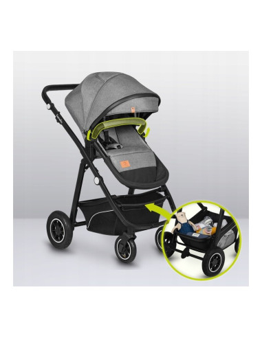 BN-LO-BIANKA_3IN1_GREY_STONE,Lionelo - Carucior Bianka, 3 in 1, Cu sezut reversibil, Cadru aluminiu, Cu landou intarit si saltel