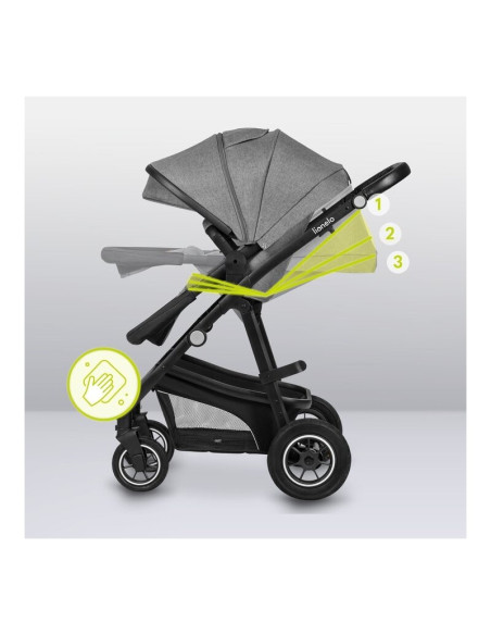 BN-LO-BIANKA_3IN1_GREY_STONE,Lionelo - Carucior Bianka, 3 in 1, Cu sezut reversibil, Cadru aluminiu, Cu landou intarit si saltel