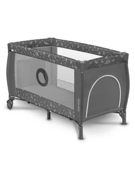 BN-LO-SVEN_PLUS_GREY_CONCRETE,Lionelo - Patut pliant cu doua nivele Sven Plus, 120x60 cm, arcada jucarii, masuta de infasat, vib