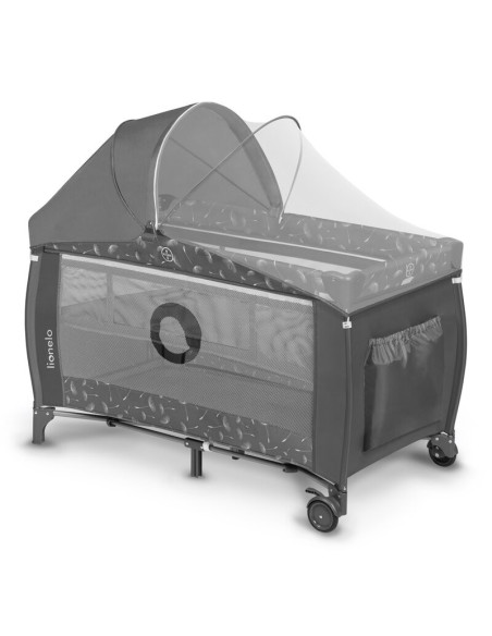BN-LO-SVEN_PLUS_GREY_CONCRETE,Lionelo - Patut pliant cu doua nivele Sven Plus, 120x60 cm, arcada jucarii, masuta de infasat, vib