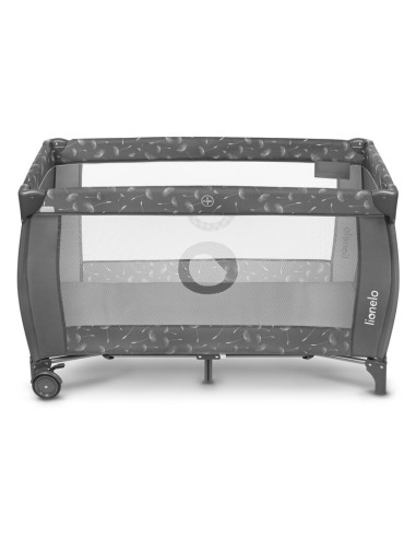 BN-LO-SVEN_PLUS_GREY_CONCRETE,Lionelo - Patut pliant cu doua nivele Sven Plus, 120x60 cm, arcada jucarii, masuta de infasat, vib