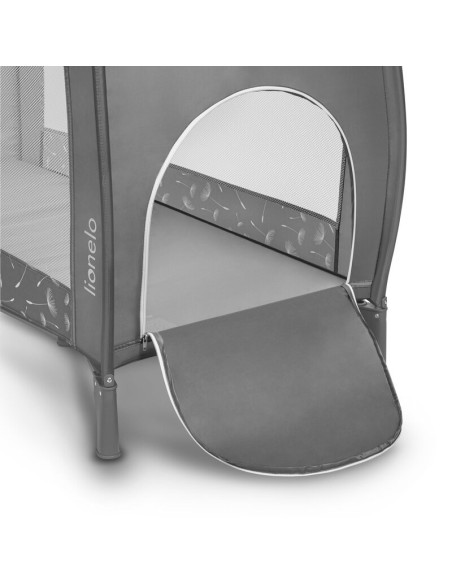 BN-LO-SVEN_PLUS_GREY_CONCRETE,Lionelo - Patut pliant cu doua nivele Sven Plus, 120x60 cm, arcada jucarii, masuta de infasat, vib