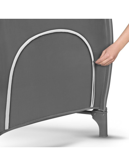 BN-LO-SVEN_PLUS_GREY_CONCRETE,Lionelo - Patut pliant cu doua nivele Sven Plus, 120x60 cm, arcada jucarii, masuta de infasat, vib