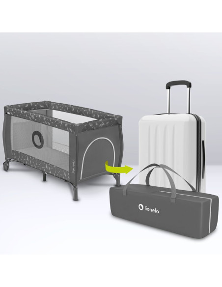 BN-LO-SVEN_PLUS_GREY_CONCRETE,Lionelo - Patut pliant cu doua nivele Sven Plus, 120x60 cm, arcada jucarii, masuta de infasat, vib