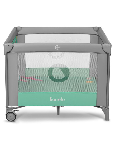 BN-LO-MILLE_GREY_GREEN,Lionelo - Tarc de joaca, Pliabil, Include covor educational incorporat cu 4 jucarii Velcro si geanta de t