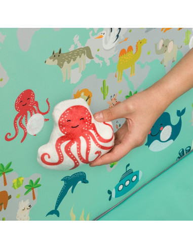 BN-LO-MILLE_GREY_GREEN,Lionelo - Tarc de joaca, Pliabil, Include covor educational incorporat cu 4 jucarii Velcro si geanta de t