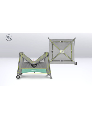 BN-LO-MILLE_GREY_GREEN,Lionelo - Tarc de joaca, Pliabil, Include covor educational incorporat cu 4 jucarii Velcro si geanta de t