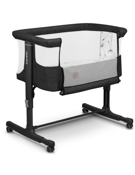 BN-LO-AURORA_GREY_GRAPHITE,Lionelo - Patut co-sleeper 3 in 1, Aurora, Cu leganare si setare unghiulara, Include saltea cu densit