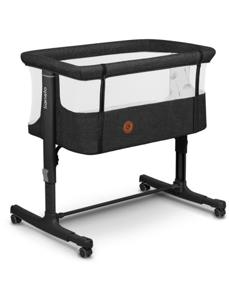 BN-LO-AURORA_GREY_GRAPHITE,Lionelo - Patut co-sleeper 3 in 1, Aurora, Cu leganare si setare unghiulara, Include saltea cu densit