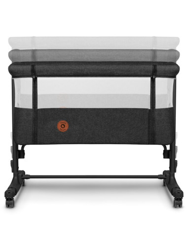 BN-LO-AURORA_GREY_GRAPHITE,Lionelo - Patut co-sleeper 3 in 1, Aurora, Cu leganare si setare unghiulara, Include saltea cu densit