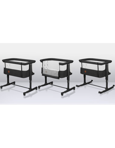 BN-LO-AURORA_GREY_GRAPHITE,Lionelo - Patut co-sleeper 3 in 1, Aurora, Cu leganare si setare unghiulara, Include saltea cu densit