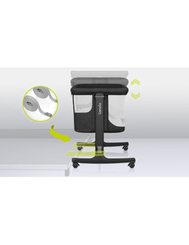 BN-LO-AURORA_GREY_GRAPHITE,Lionelo - Patut co-sleeper 3 in 1, Aurora, Cu leganare si setare unghiulara, Include saltea cu densit