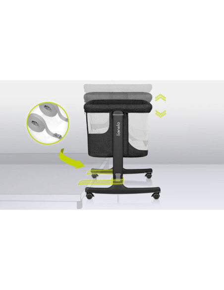 BN-LO-AURORA_GREY_GRAPHITE,Lionelo - Patut co-sleeper 3 in 1, Aurora, Cu leganare si setare unghiulara, Include saltea cu densit