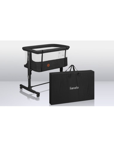 BN-LO-AURORA_GREY_GRAPHITE,Lionelo - Patut co-sleeper 3 in 1, Aurora, Cu leganare si setare unghiulara, Include saltea cu densit