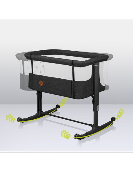 BN-LO-AURORA_GREY_GRAPHITE,Lionelo - Patut co-sleeper 3 in 1, Aurora, Cu leganare si setare unghiulara, Include saltea cu densit