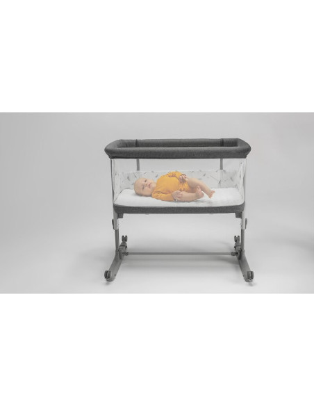 BN-LO-AURORA_GREY_GRAPHITE,Lionelo - Patut co-sleeper 3 in 1, Aurora, Cu leganare si setare unghiulara, Include saltea cu densit