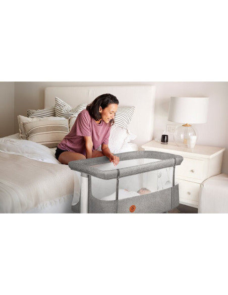 BN-LO-AURORA_GREY_GRAPHITE,Lionelo - Patut co-sleeper 3 in 1, Aurora, Cu leganare si setare unghiulara, Include saltea cu densit