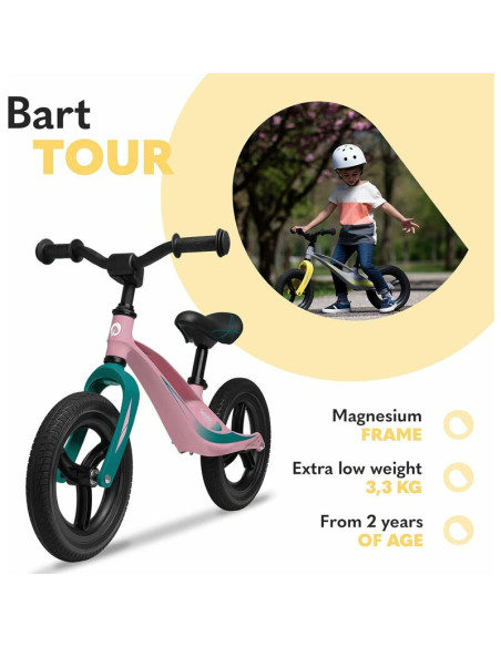 BN-LOE-BART_TOUR_PINK_BUBBLEGUM,Lionelo - Bicicleta usoara Bart Tour, Fara pedale, Cu cadru din magneziu, Cu ghidon si sa reglab