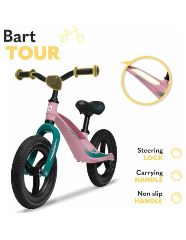BN-LOE-BART_TOUR_PINK_BUBBLEGUM,Lionelo - Bicicleta usoara Bart Tour, Fara pedale, Cu cadru din magneziu, Cu ghidon si sa reglab