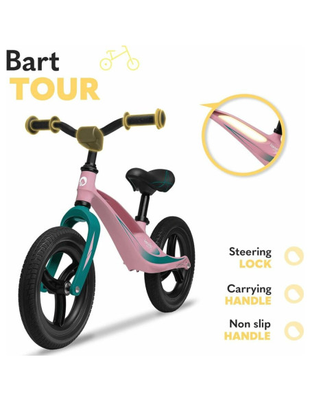 BN-LOE-BART_TOUR_PINK_BUBBLEGUM,Lionelo - Bicicleta usoara Bart Tour, Fara pedale, Cu cadru din magneziu, Cu ghidon si sa reglab