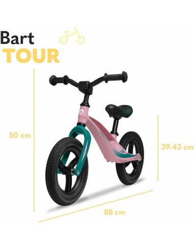 BN-LOE-BART_TOUR_PINK_BUBBLEGUM,Lionelo - Bicicleta usoara Bart Tour, Fara pedale, Cu cadru din magneziu, Cu ghidon si sa reglab