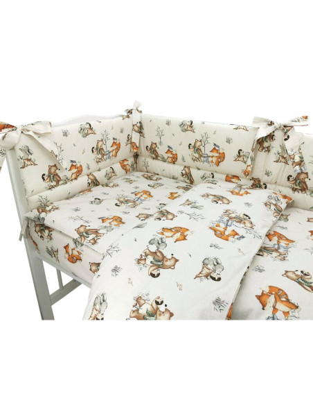BN-6426972024273,MimiNu - Lenjerie patut 3 piese, Cu protectie laterala, Din bumbac certificat Oeko Tex Standard 100, Pentru pat