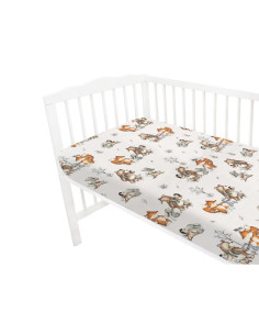 BN-6426972024365,MimiNu - Cearceaf cu elastic pentru patut 140X70 cm, Din bumbac certificat Oeko Tex Standard 100, Design, Time  2