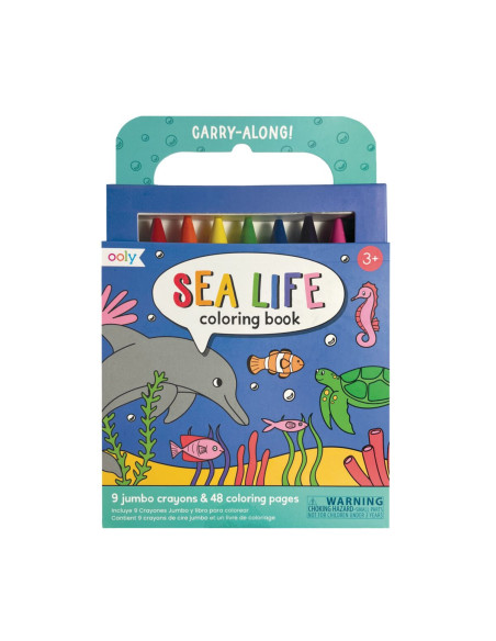 138-022,Set carte de colorat si creioane colorate - portabil, Sea Life
