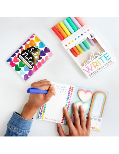 121-061,Set index si notite autoadezive - Inimi curcubeu