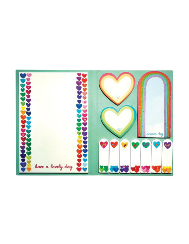 121-061,Set index si notite autoadezive - Inimi curcubeu