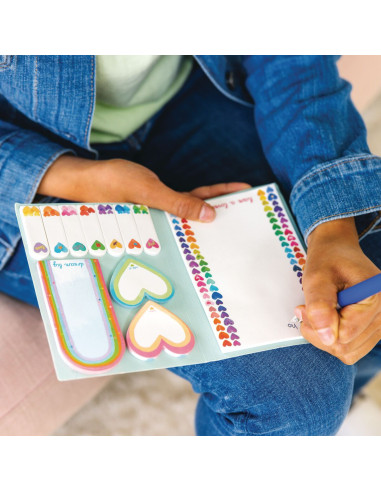 121-061,Set index si notite autoadezive - Inimi curcubeu