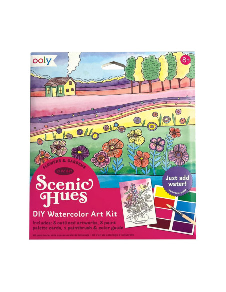 161-101,Set artistic cu acuarele DIY - Scenic Hues - Flori si gradini