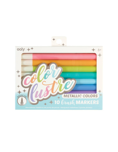 130-064,Carioci metalice cu pensula, Color Lustre, set 10 culori