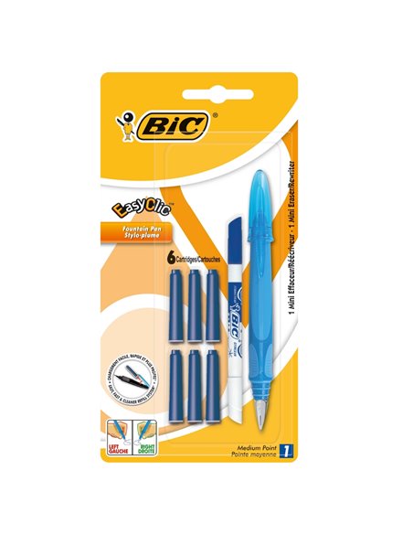 8838575,Stilou easy clic standard + 6 cartuse + pic corector blister bic