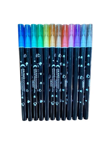 EAN-047081,Set 12 pixuri semi-gel cu sclipici, 0.7 mm JIA HAO