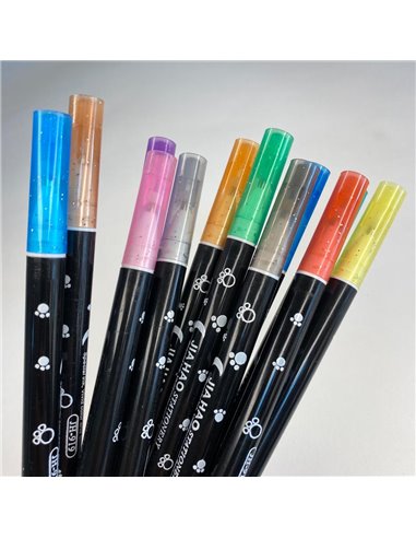 EAN-047081,Set 12 pixuri semi-gel cu sclipici, 0.7 mm JIA HAO