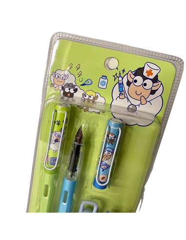 EAN-7276+8101,Set stilouri cu cerneala termosensibila + Rezerve, Sheep world, Verde
