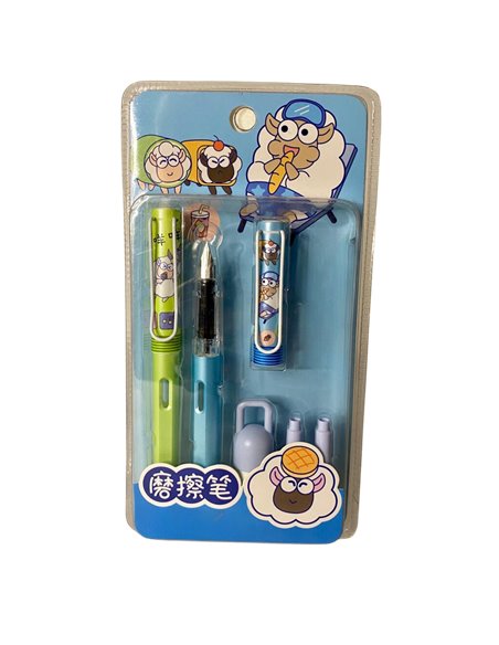 EAN-7252+8101,Set stilouri cu cerneala termosensibila + Rezerve, Sheep world, Albastru