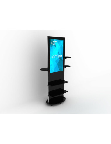 KIOSK-SWL-40K8-A2+SWLBW-40,Stand Kiosk/Totem SWEDX Lamina 40" 4K, SWL-40K8-A2, Negru cu baza mobila/fixa metalica