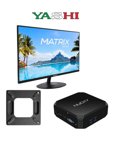 PAC-YZ-2467-NY-0270-NY-0260,Pachet PC cu Monitor Matrix Yashi YZ-2467, Desktop Mini Pc Yashi Nucky2 NY-0270 si suport VESA