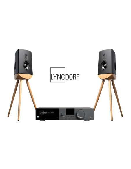 Pac-2xCUE100BK+TDAI-3400,Sistem stereo High-End cu boxe Lyngdorf CUE-100 si amplificator TDAI-3400