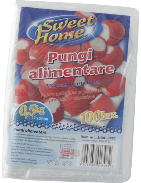 Pungi alimentare LDPE, 0.5 kg, 100 buc/set,B171213116
