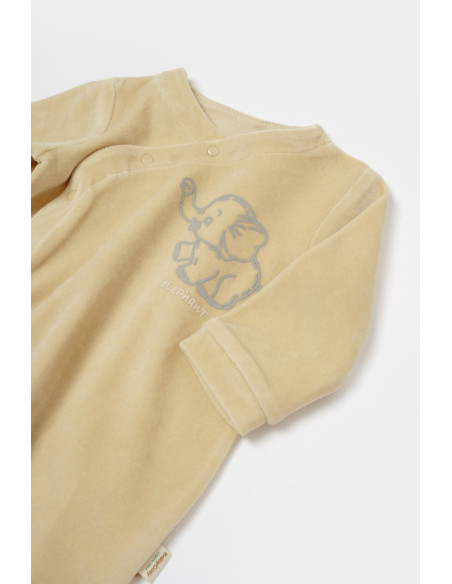 UP-BC-CSYK6037-0,Salopeta Elefant cu maneca lunga si botosei din 80%bumbac organic si 20% poliester - Stone, BabyCosy, Diverse m