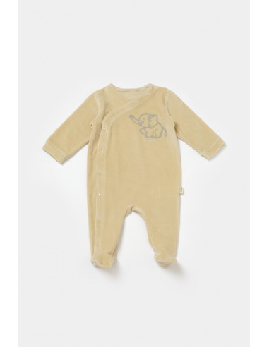 UP-BC-CSYK6037-0,Salopeta Elefant cu maneca lunga si botosei din 80%bumbac organic si 20% poliester - Stone, BabyCosy, Diverse m