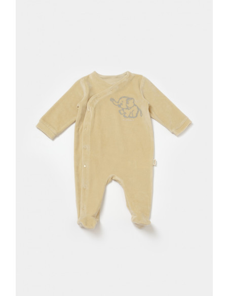 UP-BC-CSYK6037-0,Salopeta Elefant cu maneca lunga si botosei din 80%bumbac organic si 20% poliester - Stone, BabyCosy, Diverse m