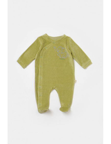 UP-BC-CSYK6038-0,Salopeta Elefant cu maneca lunga si botosei din 80%bumbac organic si 20% poliester - Verde, BabyCosy, Diverse m