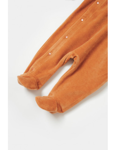 UP-BC-CSYK6039-0,Salopeta Elefant cu maneca lunga si botosei din 80%bumbac organic si 20% poliester - Caramiziu, BabyCosy (Marim