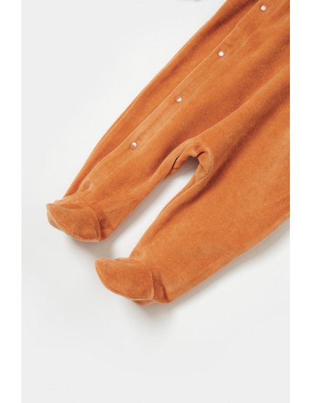 UP-BC-CSYK6039-0,Salopeta Elefant cu maneca lunga si botosei din 80%bumbac organic si 20% poliester - Caramiziu, BabyCosy (Marim