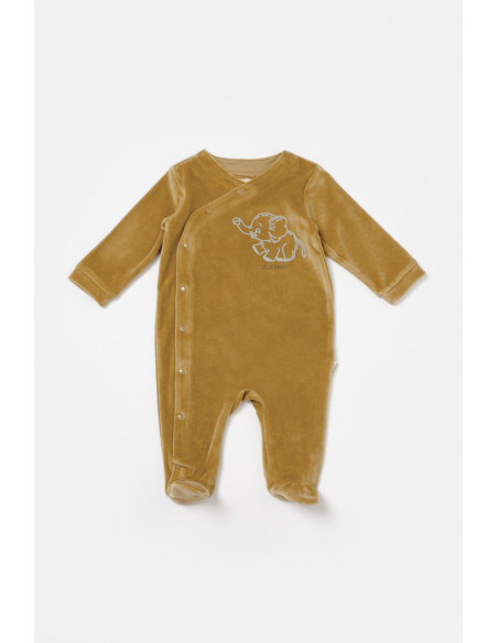 UP-BC-CSYK6040-0,Salopeta Elefant cu maneca lunga si botosei din 80%bumbac organic si 20% poliester - Mustar, BabyCosy, Diverse 
