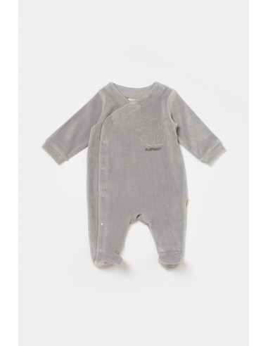 UP-BC-CSYK6041-0,Salopeta Elefant cu maneca lunga si botosei din 80%bumbac organic si 20% poliester - Gri, BabyCosy, Diverse mar